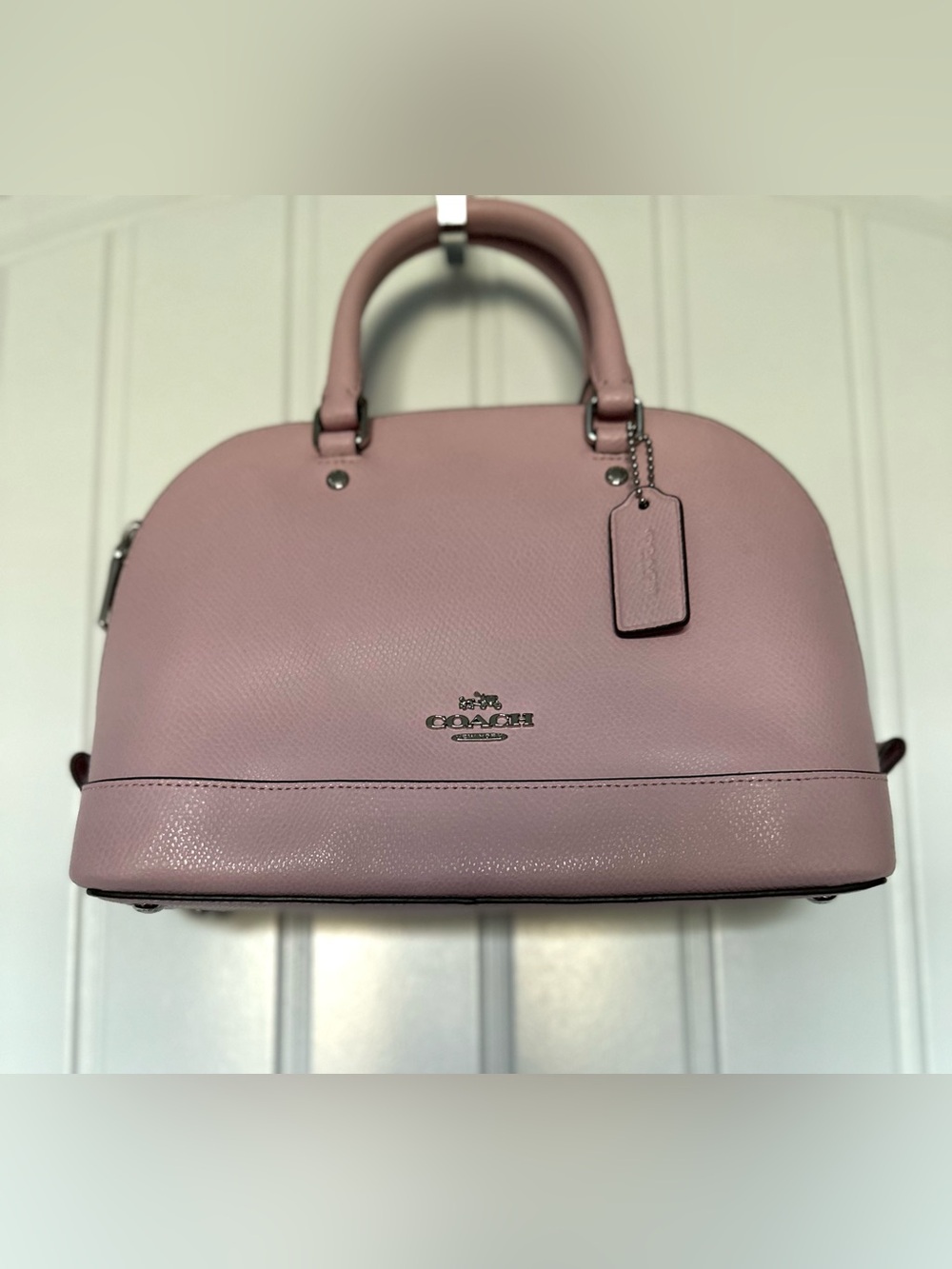 Coach Blush Pink Pebbled Leather Dome Satchel Crossbody Bag - Picture 2 of 9